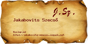 Jakabovits Szecső névjegykártya